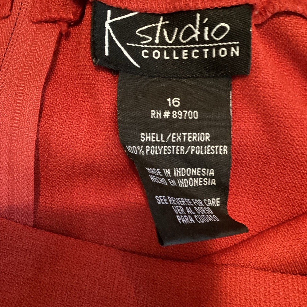 K Studio Collection ladies red pencil midi skirt with red sleeveless top, - Picture 8 of 9